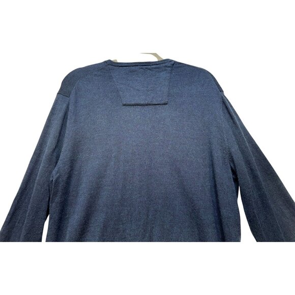 Calvin Klein Mens Merino Wool V-Neck Sweater L/G Navy Blue - Picture 9 of 10